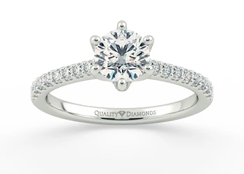 Diamond Set Six Claw Round Brilliant Amorette Diamond Ring in Platinum
